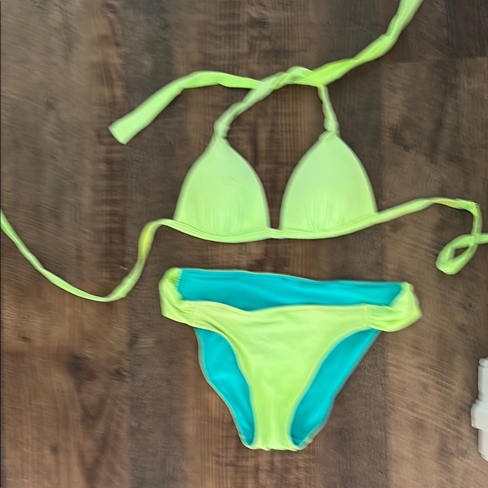 Neon Green and Blue women’s bikini
